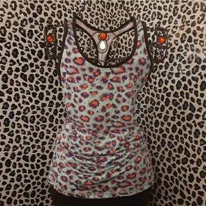 Teal&Pink leopard sports tank